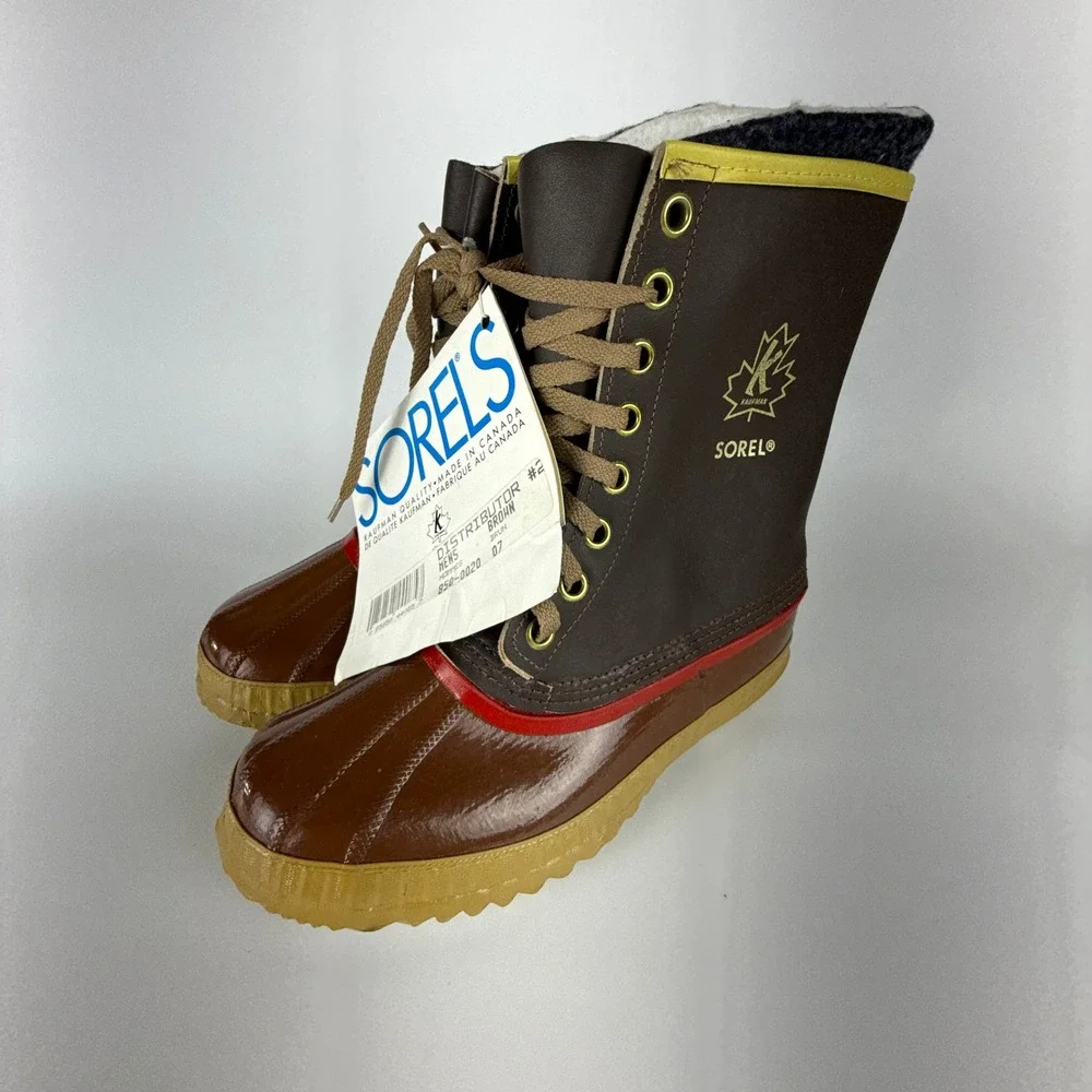 Vintage‎ Sorel Kaufman Winter Snow Boots Mens Size 7 Brown 850 New Insulated